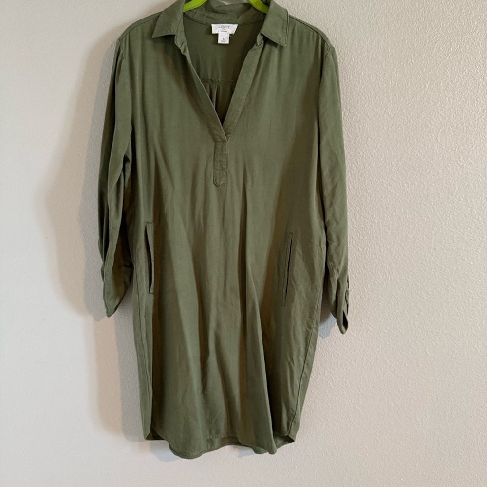 LOFT Olive Shirt Dress